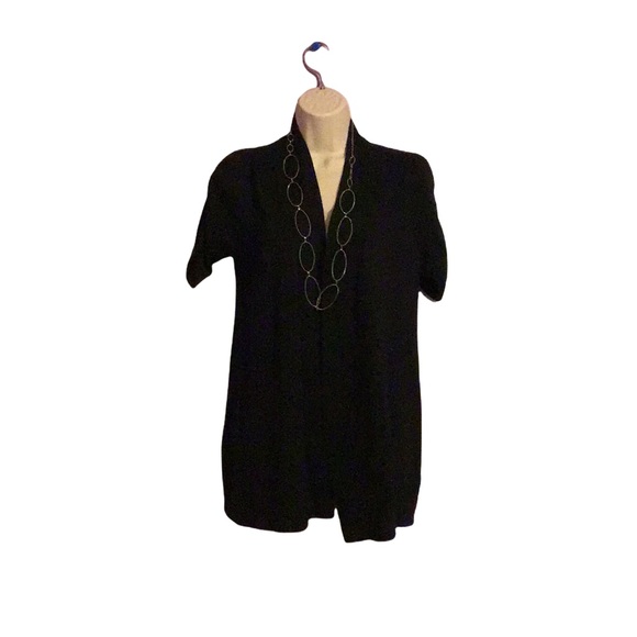 Dress Barn black open front short sleeve cardigan - Picture 2 of 12